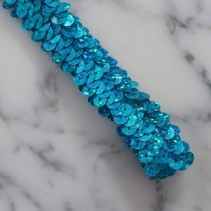 Handmade blue green sequin headband